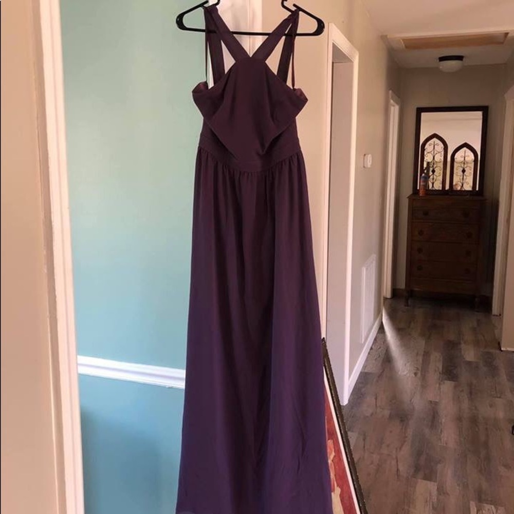 Purple halter top formal dress